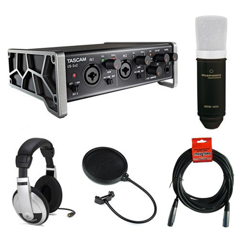 Tascam US-2x2 2-Channel USB Audio Interface Kit with Large-Diaphragm Condenser