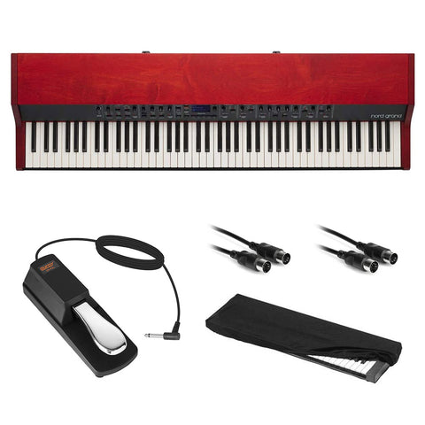 Nord Grand 88-Note Kawai Hammer-Action Keyboard (Ivory Touch) with Piano Sustain Pedal, 2x MIDI Cable & Piano Cover Bundle
