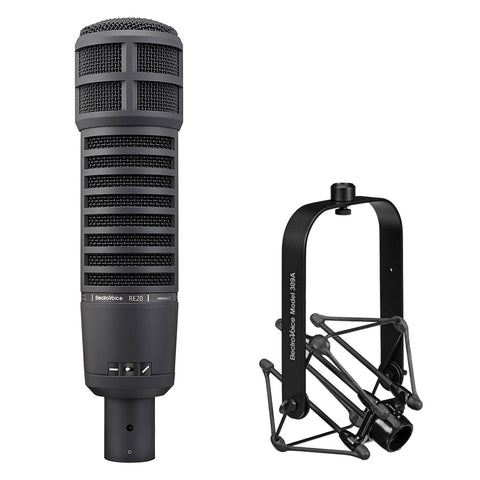 Electro-Voice RE20 Broadcast Announcer Microphone (Black) Bundle with Electro-Voice 309A Mic Shockmount