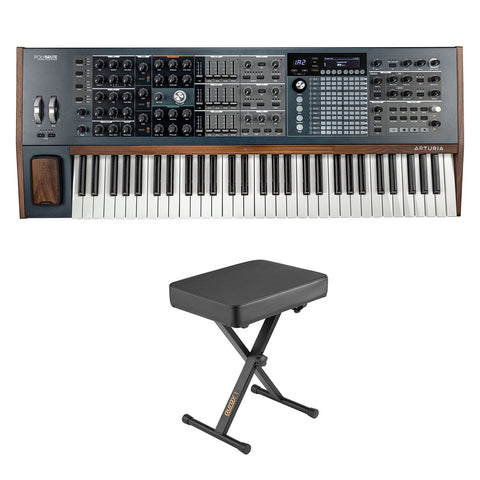 Arturia PolyBrute Analog Morphing Matrix Synthesizer Bundle with Piano Bench (Black, Small)