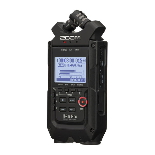 Zoom H4n Pro All Black 4-Track Portable Recorder (2020 Model) with Zoom  AD-14 AC Adapter, Windbuster, 16GB Memory Card & USB Cable Bundle