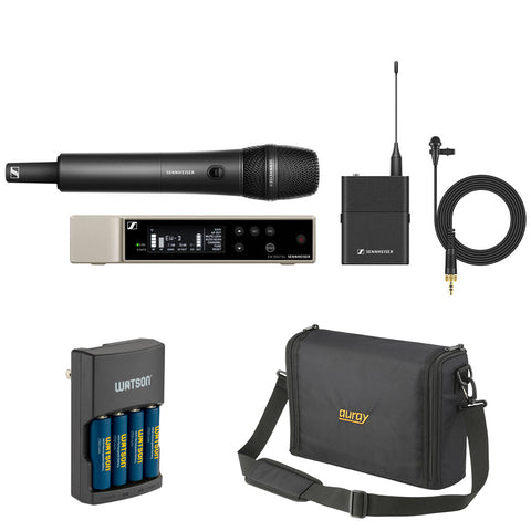 Sennheiser EW-D ME2/835-S SET Digital Wireless Combo Microphone System (Q1-6: 470 to 526 MHz) Bundle with Auray WSB-1S Carrying Bag and Watson Rapid Charger