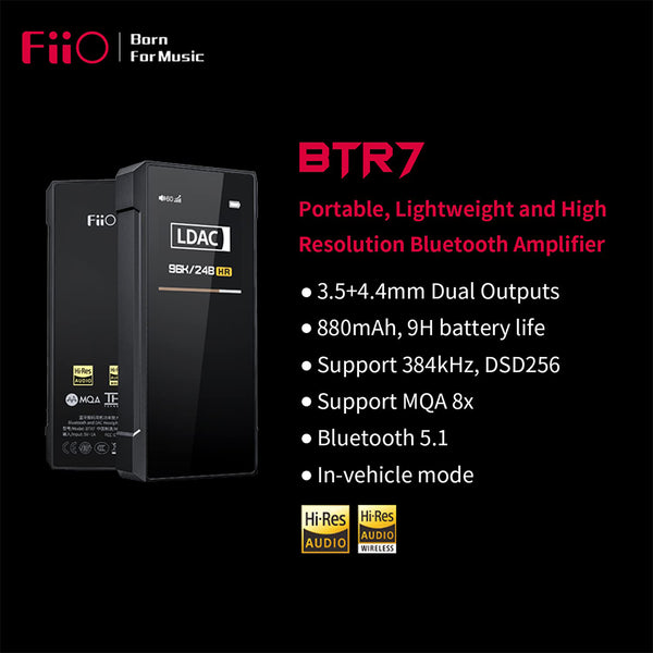 FIIO BTR7 LC Headphone Amp Bluetooth Receiver High Resolution