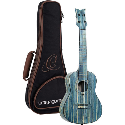 Ortega Guitars, 4-String Bamboo Series All Solid Concert Ukulele w/Bag, Right-handed, Stone Washed, (RUSWB-CC)
