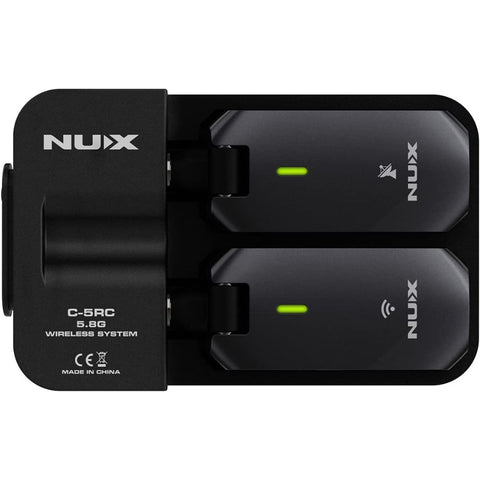 NUX C-5RC 5.8GHz Wireless Guitar System for Active or Passive Pickup Guitar, Charging Case Included, UHF Guitar Wireless Transmitter Receiver Low Interference, Auto Match