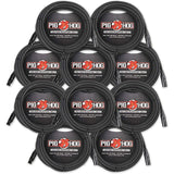 Pig Hog PHM25 25' ft XLR 8mm Tour Grade Mic Cable (10-Pack)