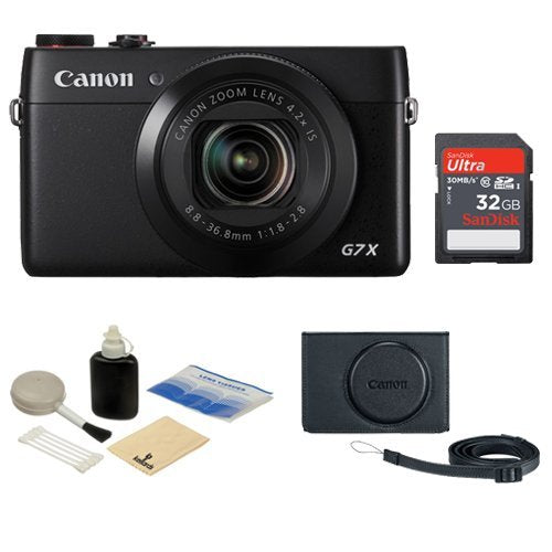 Canon PowerShot G7 X Digital Camera Bundle, 32GB Memory Card, Case, Cleaning Kit