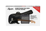 Squier by Fender Electric Guitar Kit Affinity Series Stratocaster Charcoal Frost Metallic Bundle with Fender Guitar Stand, Height-Adjustable with Sturdy Metal