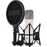 RODE NT1 Signature Series Large-Diaphragm Condenser Microphone (White) Bundle with Mic Stand with Fixed Boom