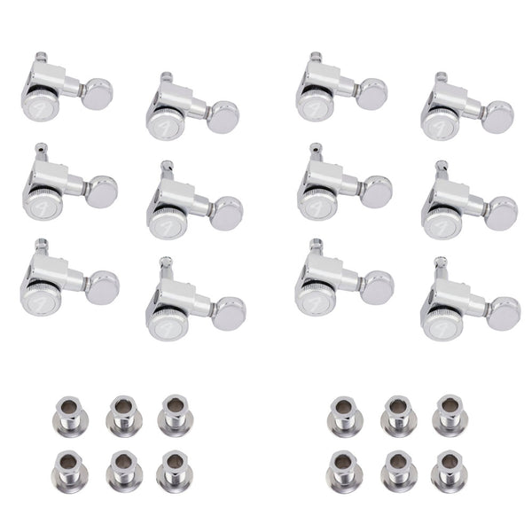 Fender Locking Tuners Stratocaster Guitar Tuners, Polished Chrome, Right Hand Guitar Tuners, 1.7x10x4.5 Inches, Set of 6 Guitar Tuning Machines (2-Pack)