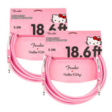 Fender Hello Kitty Instrument Cable, 18.6ft Guitar Cable, Pink (Pair)