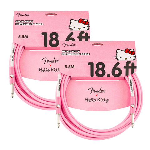 Fender Hello Kitty Instrument Cable, 18.6ft Guitar Cable, Pink (Pair)