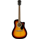 Fender FA-125CE Dreadnought Acoustic Electric Guitar Sunburst Bundle with Fender Classic Celluloid Guitar Picks 12-Pack, Fender Logo Guitar Strap 2in Black with White Logo, Fender Flash Guitar Tuner