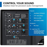 Gemini Sound GD-L215PRO 1300-Watt Professional PA Speakers with Bluetooth (Pair) Bundle with Auray SS-47S-PB Deluxe Steel Speaker Stands with Tripod Base and Carrying Case and 2x XLR Cable