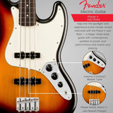 Fender Player II Jazz Bass 3-color Sunburst with Rosewood Fingerboard Bundle with Fender FB620 Electric Bass Gig Bag Black, Fender Classic Celluloid Guitar Picks 12-Pack and 10ft Instrument Cable