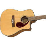 Fender CD-140SCE 12-String Dreadnought Cutaway Acoustic Electric Guitar, Fishman Pickup and Preamp System, Natural with Case Bundle with Fender Guitar Stand, Height-Adjustable