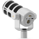 RODE PodMic USB and XLR Dynamic Broadcast Microphone (White) Bundle with Auray BAI-2N Two-Section Broadcast Arm with Internal Springs