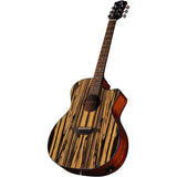 Luna Guitars 6 String Gypsy Exotic Black/White Ebony Acoustic/Electric Guitar, Gloss Natural, Right, (GYP E BWE)