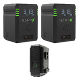 Core NANOV150X, 150wh Micro Sized V-Mount Smart Battery Pack (Pair) Bundle with Core SWX GPM-X2S Mini Dual Travel Battery Charger