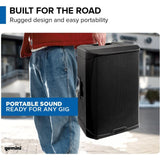 Gemini Sound GD-215PRO 1300-Watt Professional PA Speakers with Bluetooth Bundle with Auray SS-47S-PB Deluxe Steel Speaker Stands with Tripod Base and Carrying Case and 2x XLR Cable