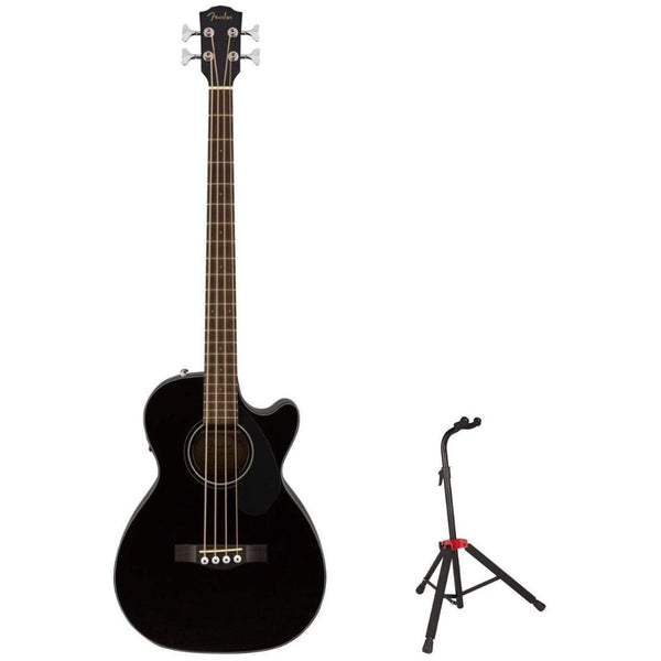 Fender Acoustic Bass Guitar 4-String Fishman Bundle with Fender Guitar Stand, Height-Adjustable with Sturdy Metal