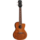 Luna Tattoo Concert Mahogany Acoustic/Electric Ukulele with Preamp & Gig Bag