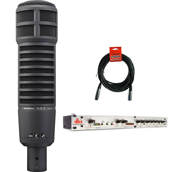 Electro-Voice RE20  Broadcast Announcer Microphone with Variable-D (BLACK) Bundle with Microphone Preamp/Channel Strip and XLR- XLR Cable