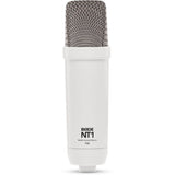 RODE NT1 Signature Series Large-Diaphragm Condenser Microphone (White) Bundle with Mic Stand with Fixed Boom