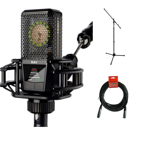 Lewitt RAY Large-Diaphragm Condenser Microphone with Distance Sensing Mute Bundle with Mic Stand with Fixed Boom XLR- XLR Cable