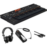 Arturia MiniFreak Stellar 6-Voice Spontaneous Algorithmic Synthesizer (Special Edition) Bundle with Polsen Studio Monitor Headphones, Auray Piano-Style Sustain Pedal and Hosa Black 10 ft. Midi cable