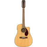 Fender CD-140SCE 12-String Dreadnought Cutaway Acoustic Electric Guitar, Fishman Pickup and Preamp System, Natural with Case Bundle with Fender Guitar Stand, Height-Adjustable