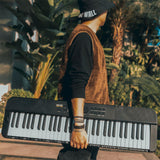 NUX NEK-100 Digital Keyboard, 61 Keys with Touch Response Bluetooth Connection Bundle with FP-S1L Universal Sustain Pedal and Polsen Studio Monitor Headphones
