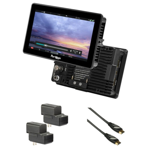 PORTKEYS BM5IV 5.5" HDMI/SDI Touchscreen Monitor Bundle with Genaray 2 x NP-F770 4400mAh Batteries & 2x Compact Chargers Kit, Pearstone High-Speed HDMI to HDMI Cable with Ethernet Black