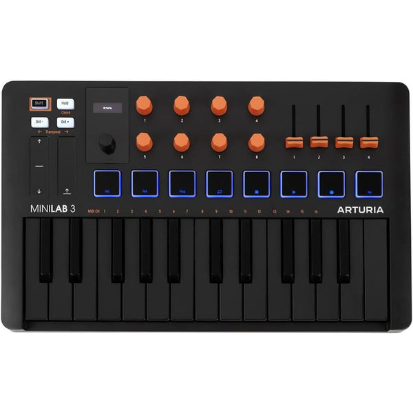 Arturia MiniLab 3 Orange Compact MIDI Keyboard and Pad Controller (Special Edition Orange and Black)