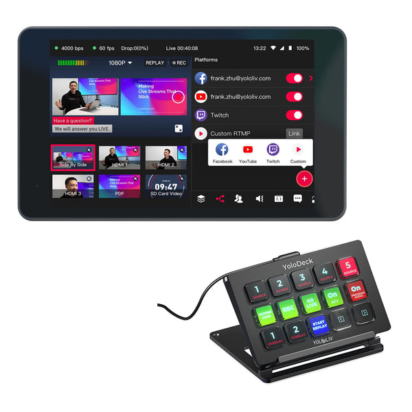 YoloLiv YoloBox Pro Portable Multi-Camera Switching and Live Streaming System Bundle with YoloLiv YoloDeck Control Panel for YoloBox