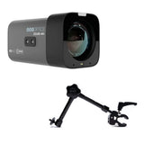 PTZOptics Studio 4K Camera with 12x Optical Zoom (Gray) Bundle with Delvcam VGRIP-2 LCD Monitor Multi-Arm Clamp Mount