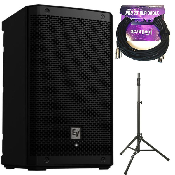Electro-Voice ZLX-8P-G2 8" 2-Way 1000W Powered Loudspeaker with Bluetooth Black Bundle with Kellards XLR-P20T Pro 20' XLR Cable, Ultimate Air-Powered Lift-Assist Aluminum Tripod Speaker Stand Black