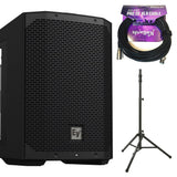 Electro-Voice EVERSE 8 Weatherized Battery-Powered Loudspeaker Black Bundle with Kellards XLR-P20T Pro 20' XLR Cable, Ultimate Air-Powered Lift-Assist Aluminum Tripod Speaker Stand Black