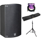 HK AUDIO SONAR 110 Xi 2-Way 800W 10" Powered Speaker Bundle with Auray Speaker Stand Bag 51" Interior (Black), Auray SS-4420 Steel Speaker Stand, Kellards XLR-P20T Pro 20' XLR Cable