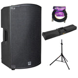 HK AUDIO SONAR 112 Xi 2-Way 1200W 12" Powered Speaker Bundle with Auray Speaker Stand Bag 51" Interior (Black), Auray SS-4420 Steel Speaker Stand, Kellards XLR-P20T Pro 20' XLR Cable