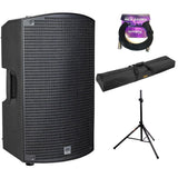 HK AUDIO SONAR 115 Xi 2-Way 1200W 15" Powered Speaker Bundle with Auray Speaker Stand Bag 51" Interior (Black), Auray SS-4420 Steel Speaker Stand, Kellards XLR-P20T Pro 20' XLR Cable