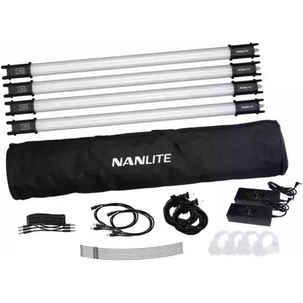 Nanlite PavoTube II 15C 2' LED Tube Lights with AC Chargers, Mounts, and Case 4 Light Kit