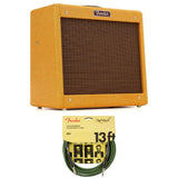 Fender Pro Junior IV Guitar Amplifier, Lacquered Tweed Bundle with Fender Joe Strummer Instrument Cable, Straight/Straight, Drab Green, 13ft