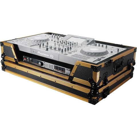 ProX XS-XDJXZ WFGLD ATA Flight Case ATA Flight Case For Pioneer XDJ-XZ DJ Controller with Laptop Shelf 1U Rack Space and Wheels - Gold Black