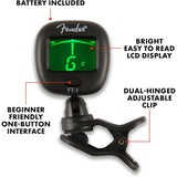 Fender FT-1 Professional Guitar Tuner Clip On, with 1-Year Warranty, Full-Range Chromatic Guitar Tuner with Dual-Rotating Hinges, A4 Calibration