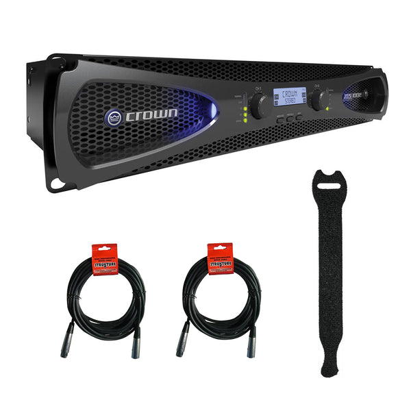 Crown Audio XLS 1002 Stereo Power Amplifier with Touch Fastener Straps (10-Pack) & XLR Cable Bundle