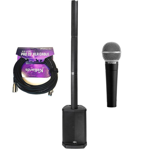 Gemini Sound WPX-2000TOGO Active Battery-Powered Column Speaker 1000W Bundle with Kellards XLR-P20T Pro 20 XLR Male to Female Cable 3-Pin Black, Polsen M-85 Professional Handheld Microphone Dark Gray