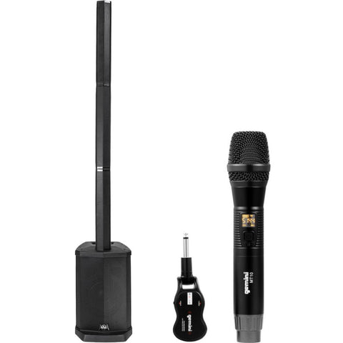 Gemini Sound WPX-2000TOGO Active Battery-Powered Column Speaker 1000W Bundle with Gemini GMU-M100 Handheld UHF Wireless Microphone System with Plug-In Receiver (512 to 541.7 MHz)