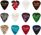 Fender FT-1 Professional Guitar Tuner Clip On Full-Range Chromatic Guitar Tuner (2 Pack) Bundle with Fender Classic Celluloid Guitar Picks 351 Shape Color Medley Medium 12-Pack