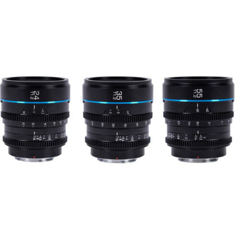 SIRUI Night Walker S35 Manual Focus Cine Lens Set, 24mm, 35mm, 55mm, T1.2 Large Aperture Lens for E Mount Cameras, FX30, ZVE-10, A6500, A6600 (MS-3SEB, Black)